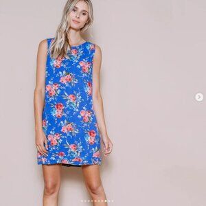 NWT Orb Life Emily Blue Rose Floral Summer Dress